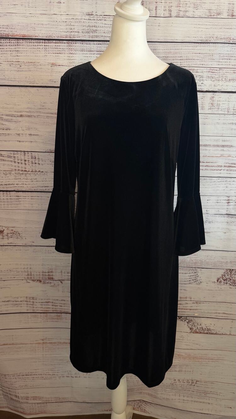 Tommy Hilfiger Black Velvet Bell Sleeve Dress Size 14